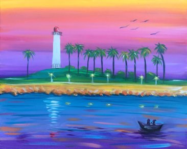 Long Beach Lighthouse Acylic Painting