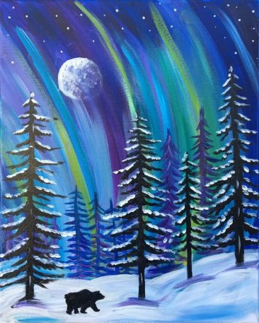 Winter Lights Acrylic Painting