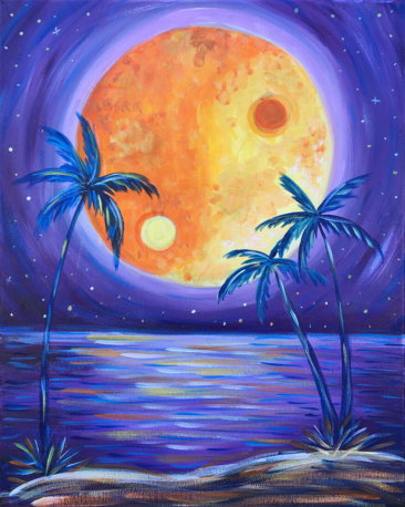 Yin Yang Moonlight Acrylic Painting