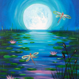 Twilight Pond Acrylic Painting