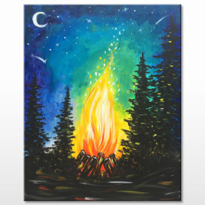 Campfire Painting Event at Urban Artifact - Join The Paint Sesh on 7/11/25 for a cozy, summer-themed paint and sip event.