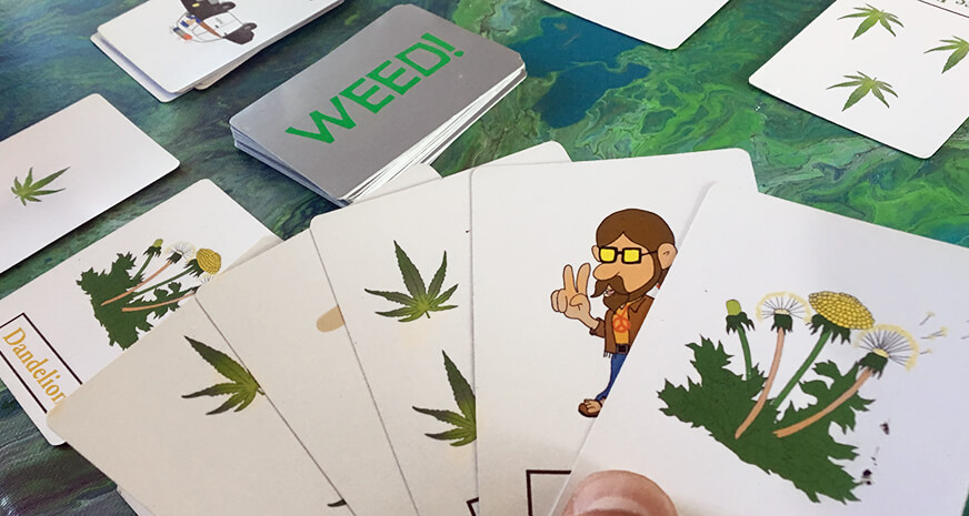 Lets Get Stoned Together card with marijuana weed pot illustration
