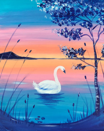 Swan Lake Acrylic Painting