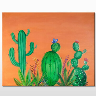 Cactus Blooms Acrylic Painting