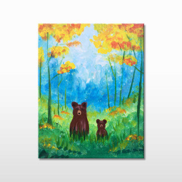 Forest Grizzlies Acrylic Painting