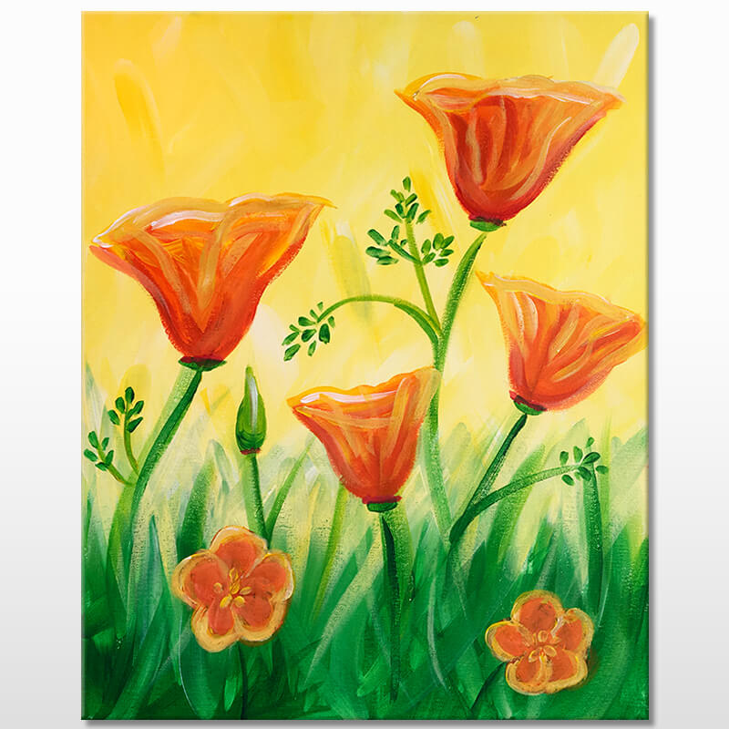 California Poppies Painting Class with The Paint Sesh