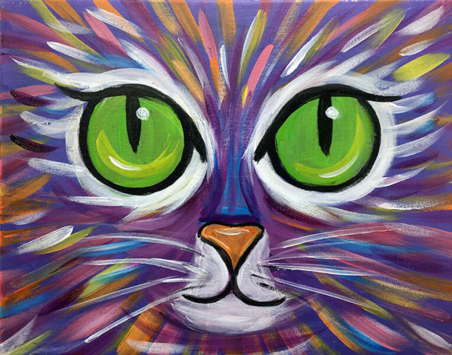 Colorful Cat Acrylic Painting Class
