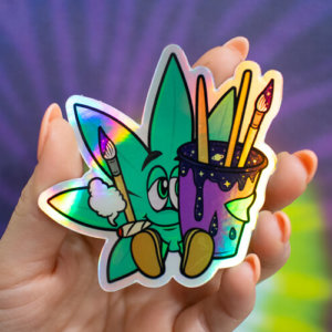 Highly Creative Weed Leaf Holographic Sticker