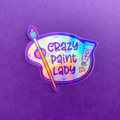Crazy Paint Lady Holographic Sticker