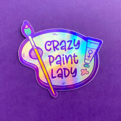 Crazy Paint Lady Holographic Sticker