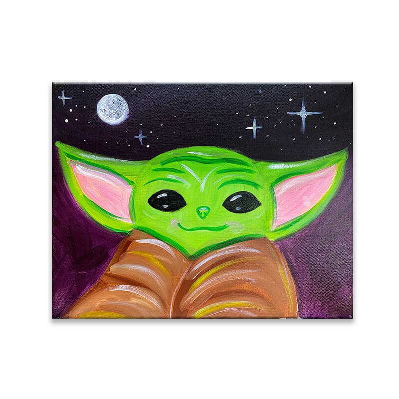 Online Painting Class "Space Yoda" (Virtual Paint Night