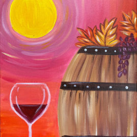 Autumn Wine Barrel Acrylic Painting by The Paint Sesh