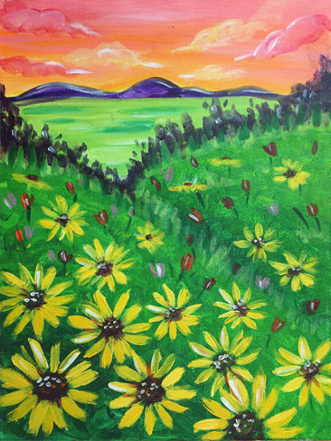 Sunflower Fields Virtual Painting Class