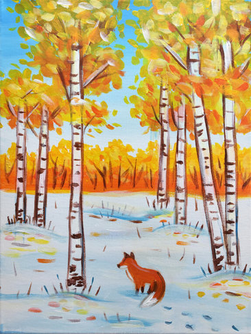 Winter Birch Trees Painting Party