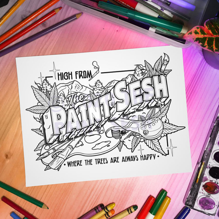 High from The Paint Sesh Printable Coloring Page