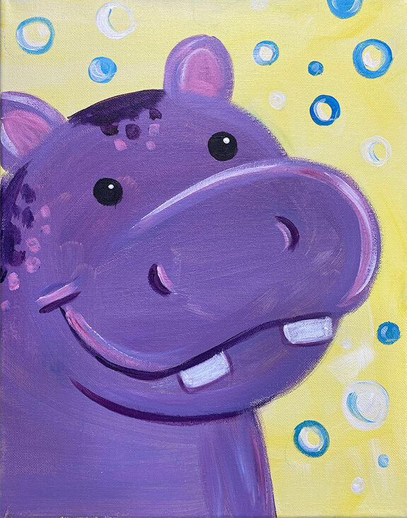 Happy Happy Hippo Acrylic Painting Party by The Paint Sesh