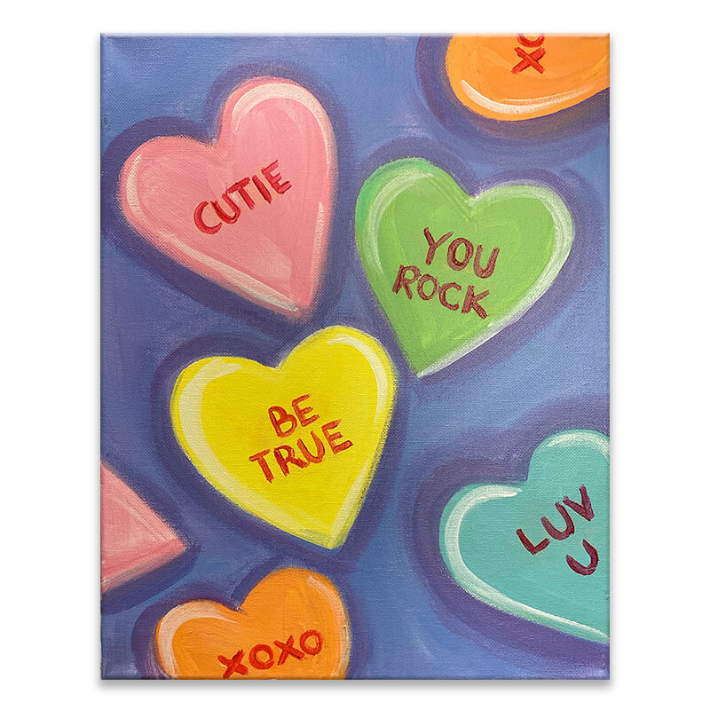 Valentine Hearts Virtual Painting Class