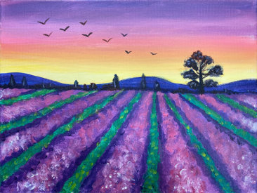 Lavender Fields Acrylic on Canvas Painting