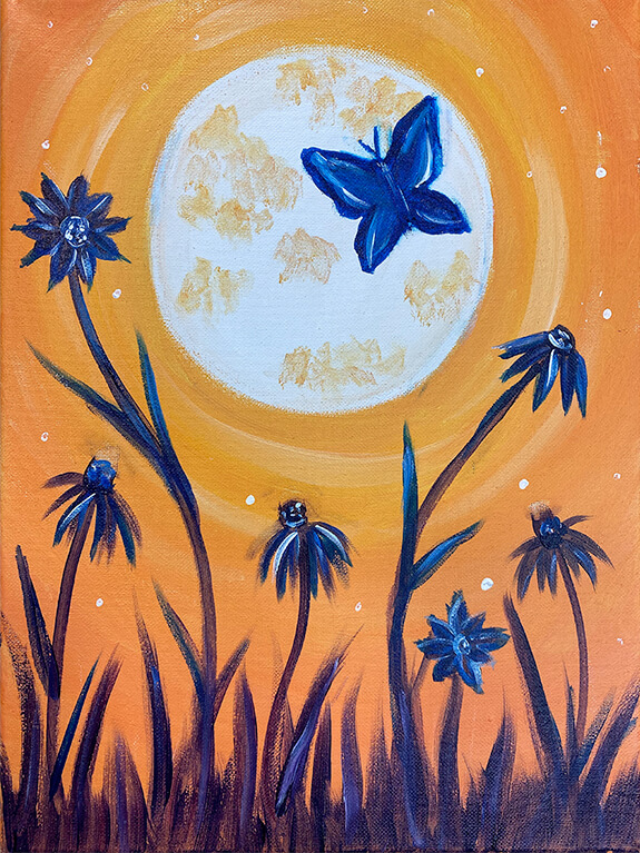 Moonlit Butterfly Acrylic on Canvas