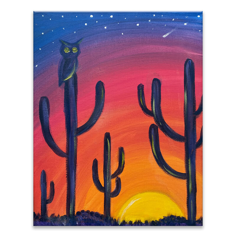 Online Painting Class - "Desert Sunset" (Virtual Paint Night at Home)