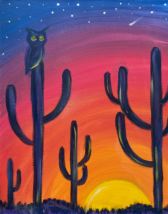 Desert Sunset Acrylic Painting by The Paint Sesh