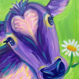 Pretty Cow Acrylic Painting by The Paint Sesh