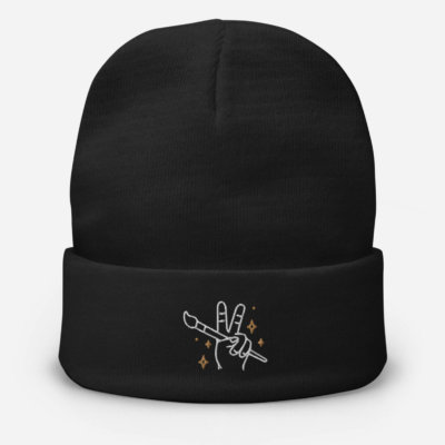 Peace Hand Painting Vibes Embroidered Beanie