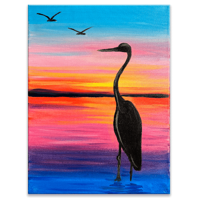 Sunset Crane Painting Class with The Paint Sesh