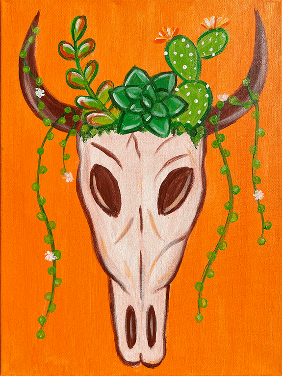 Succulent Steer Acrylic Painting Class with The Paint Sesh