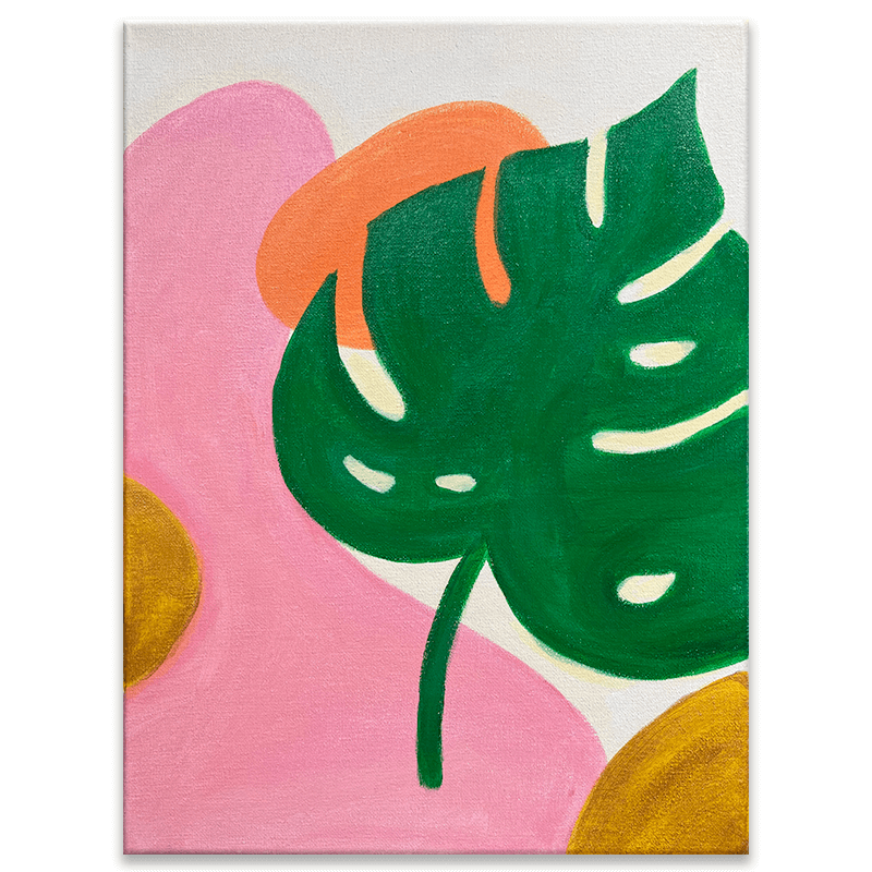 Modern Monstera painting class with The Paint Sesh