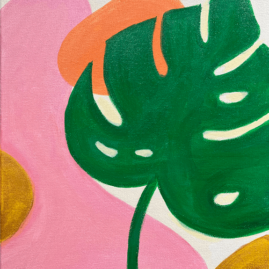 Modern Monstera painting party with The Paint Sesh