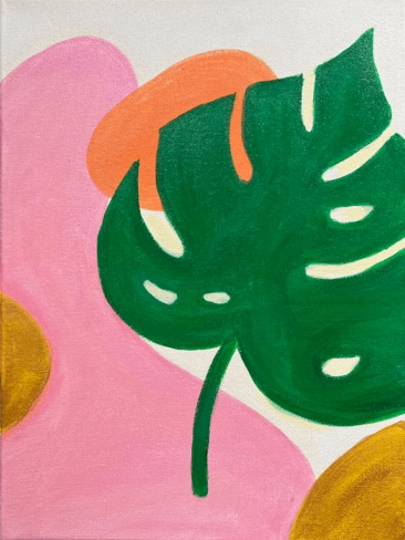 Modern Monstera painting party with The Paint Sesh