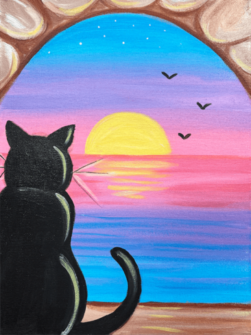 Window Cat painting party with The Paint Sesh
