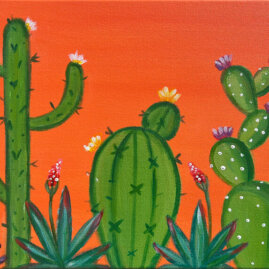 Cactus Blooms Painting Party with The Paint Sesh