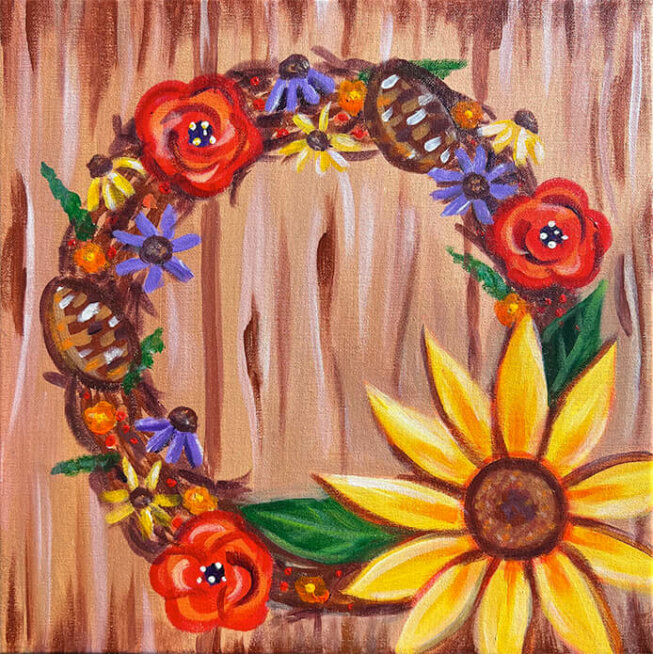 Fall Floral Wreath Painting Party with The Paint Sesh