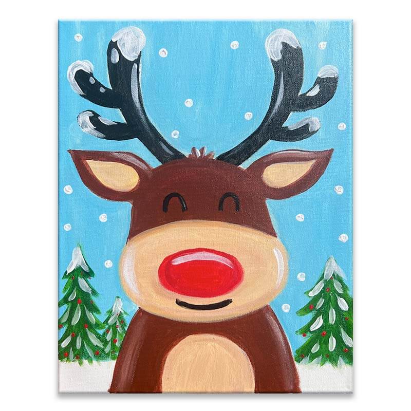 Red Nose Reindeer Painting Class with The Paint Sesh