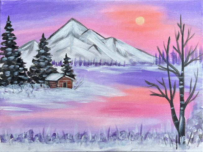 Snowbound Cabin Painting Class