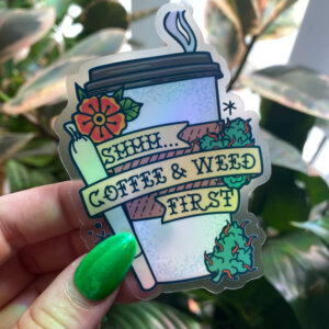 Coffee and Weed Transparent Sticker