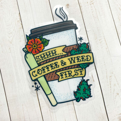 Coffee and Weed Transparent Sticker