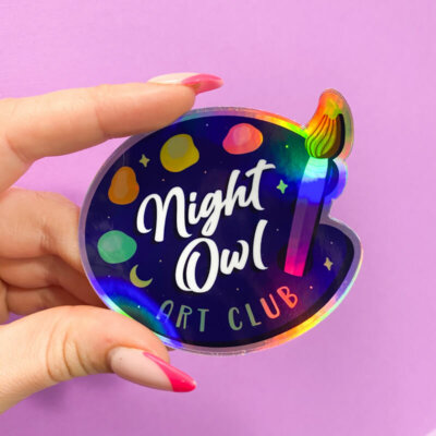 Night Owl Art Club Holographic Sticker