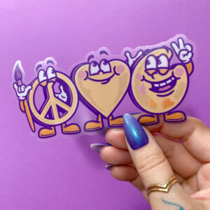 Peace Love & Art Transparent Sticker