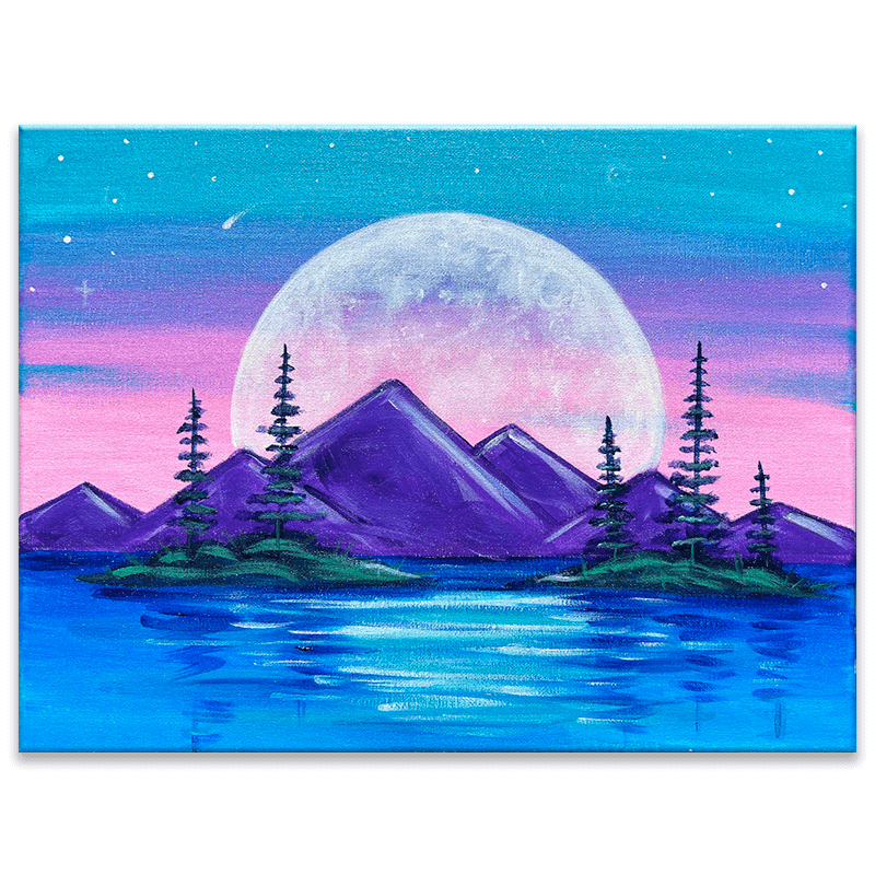 Moonlit Mountains Painting Class with The Paint Sesh