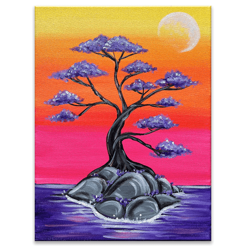 Purple Tree at Sea Painting Event with The Paint Sesh