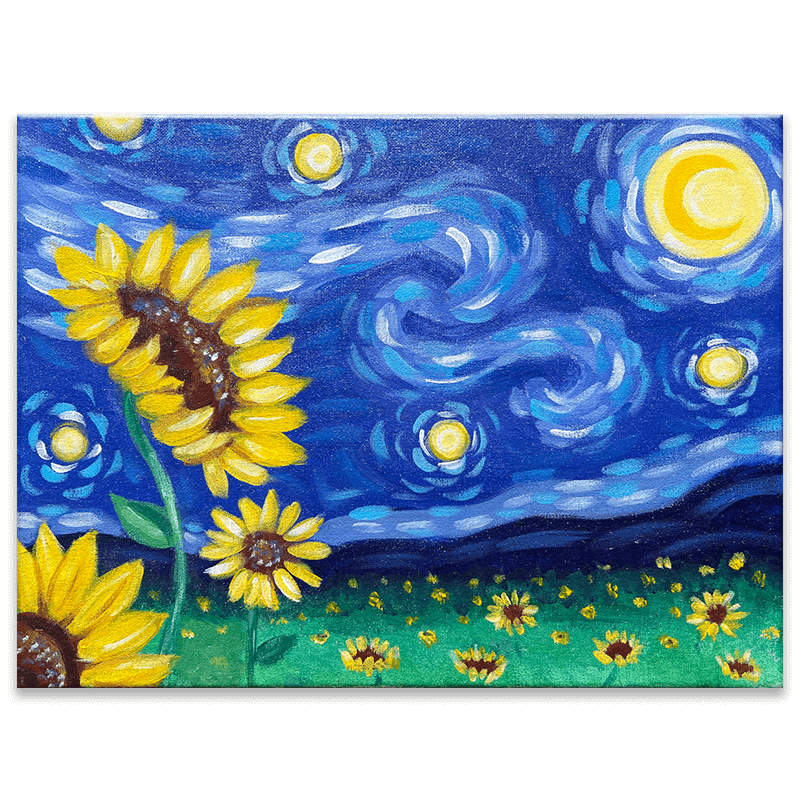 Sunflower Night Painting Class with The Paint Sesh