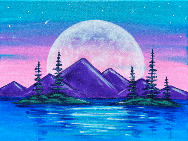 Moonlit Mountains Painting Party with The Paint Sesh