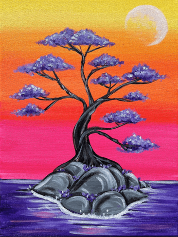 Purple Tree at Sea Painting Party with The Paint Sesh