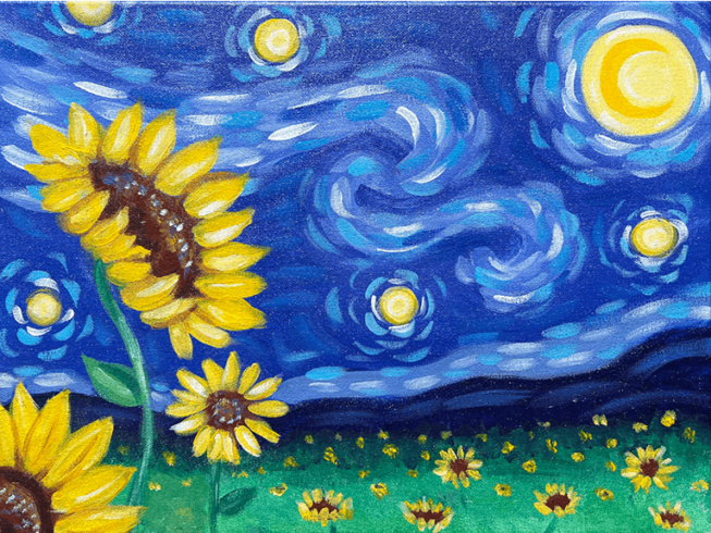 Sunflower Night Painting Party with The Paint Sesh
