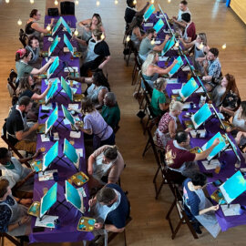 Guests painting and sipping at a Cincinnati art event – what to expect at a paint and sip with The Paint Sesh