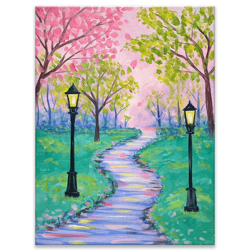 Twilight Stroll paint and sip at The Hidden Chapter Bookstore in Fort Thomas KY with The Paint Sesh