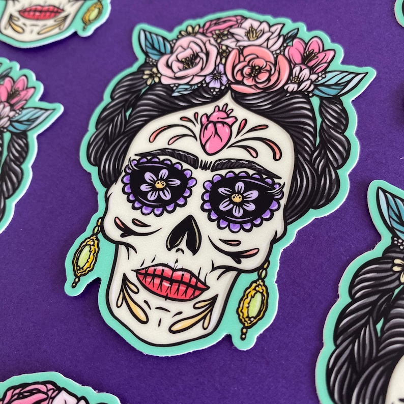 Frida Kahlo Sugar Skull Sticker